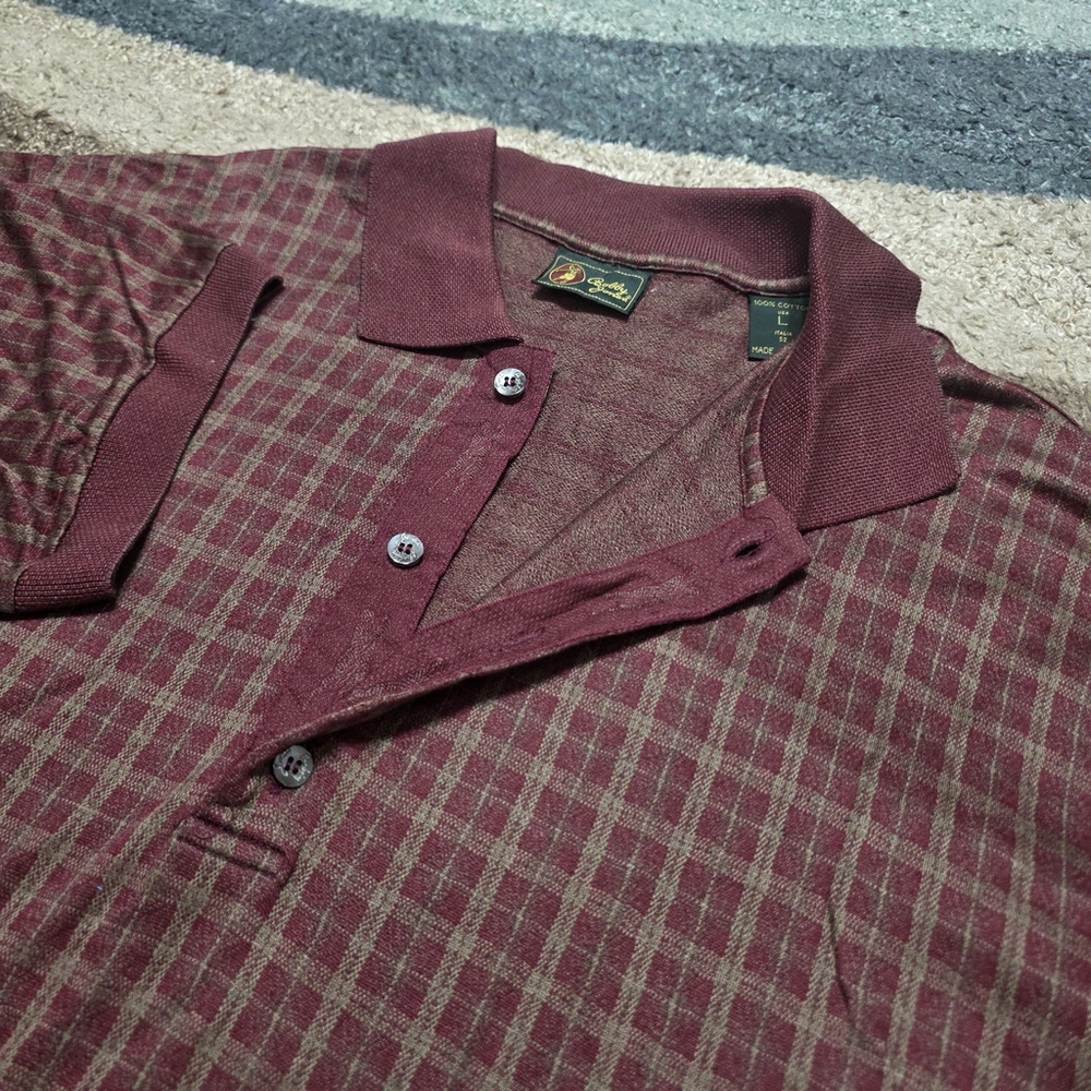 Bobby Jones Golf Polo Shirt Men's Size L Red Geometric Made in Italy